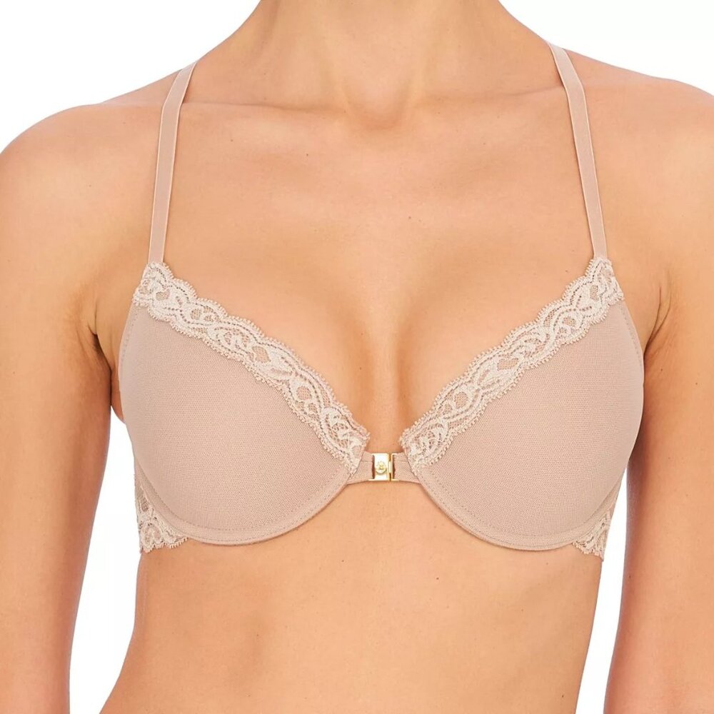 Natori Feathers Front Close Underwire Racerback/T Back Bra Size 34DD